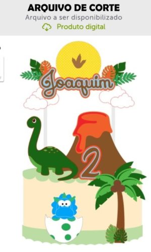 Arquivo de Corte Topo de Bolo Dinossauro