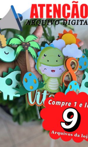 Arquivo de Corte Topo de Bolo - Dinossauro Baby 001