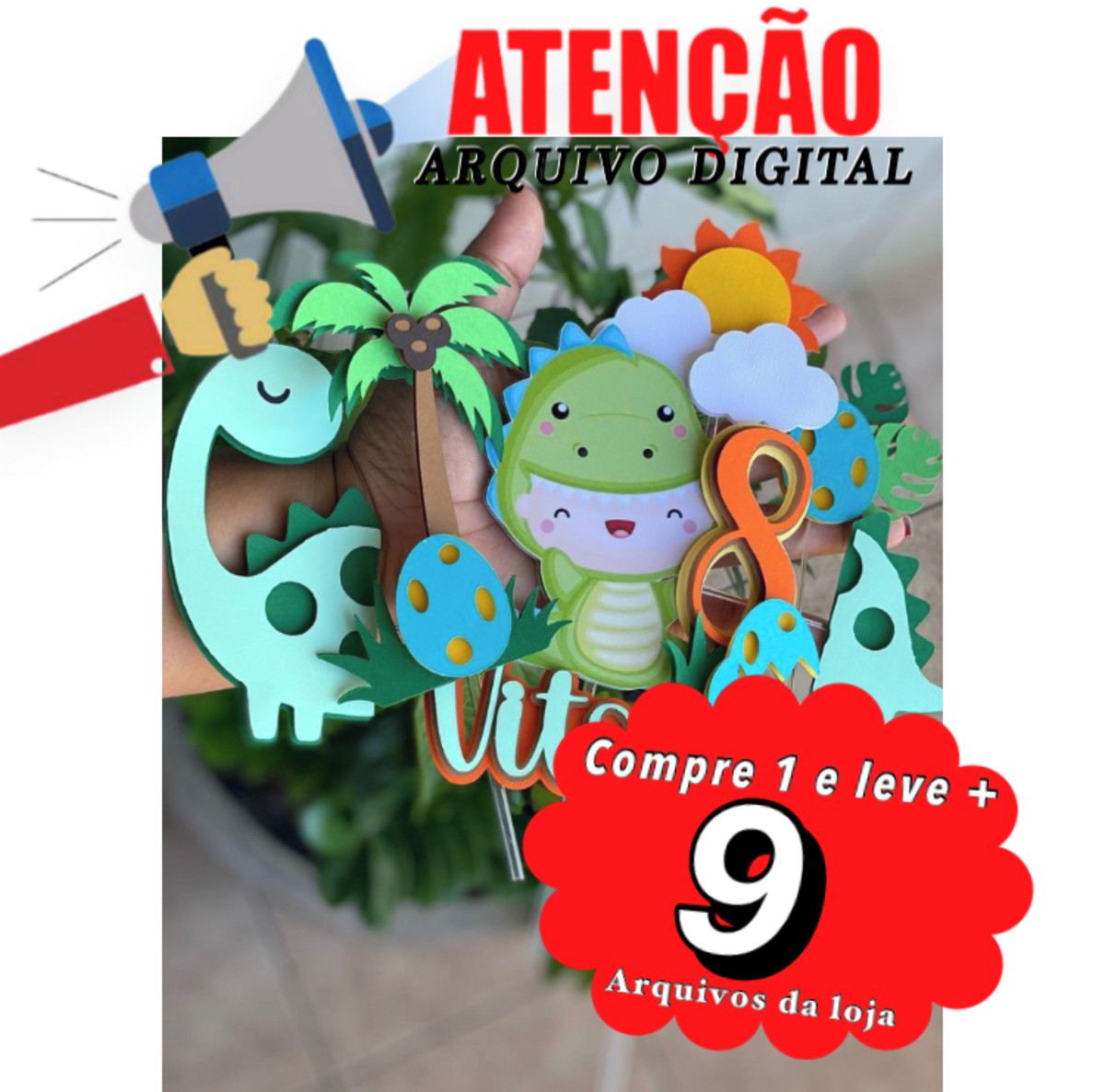 Arquivo de Corte Topo de Bolo - Dinossauro Baby 001