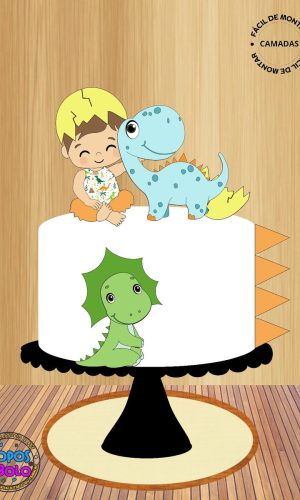 Arquivo de Corte Topo de Bolo Dinossauro Bebê