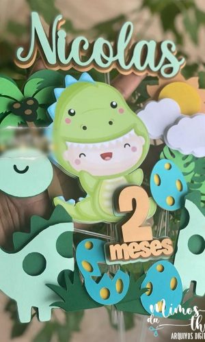 Arquivo de Corte: Topo de Bolo Dinossauro Cute 020