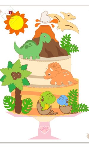 Arquivo de Corte Topo de Bolo Dinossauro cute baby Studio