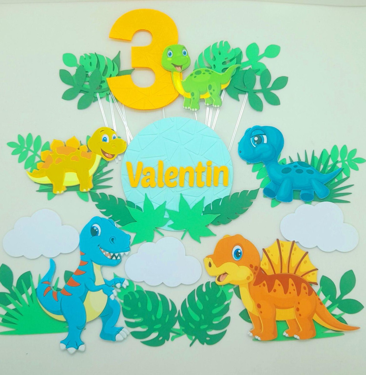 Arquivo de Corte Topo de Bolo Dinossauro Cute 2 Studio - Imagem 2