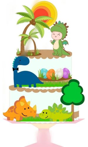 Arquivo de Corte Topo de Bolo Dinossauro Dino #14149