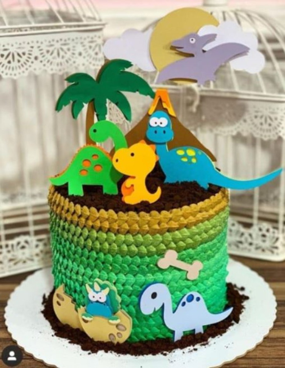 Arquivo de Corte Topo de Bolo Dinossauro Studio+brinde