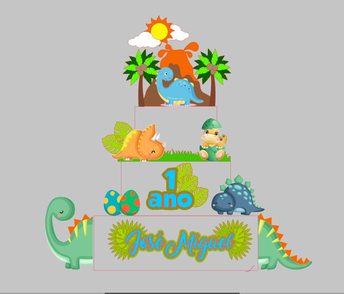 Arquivo de Corte Topo de Bolo Dinossauro