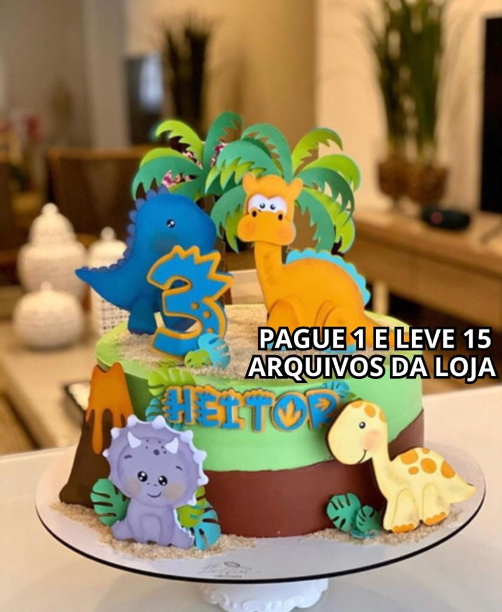 Arquivo de Corte - Topo de Bolo Dinossauro