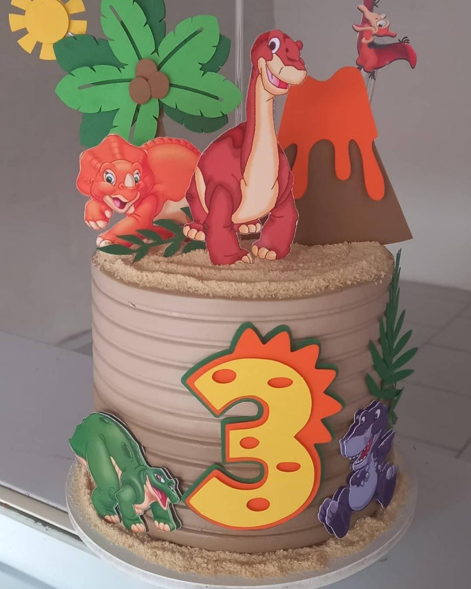 Arquivo de Corte Topo de Bolo Dinossauro Vale Encantado - Imagem 3