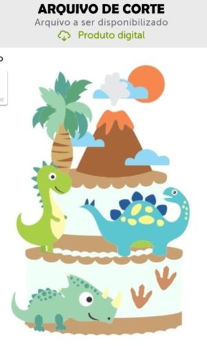 Arquivo de Corte Topo de Bolo Dinossauros