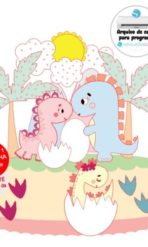 Arquivo de Corte Topo de Bolo Dinossauros Candy