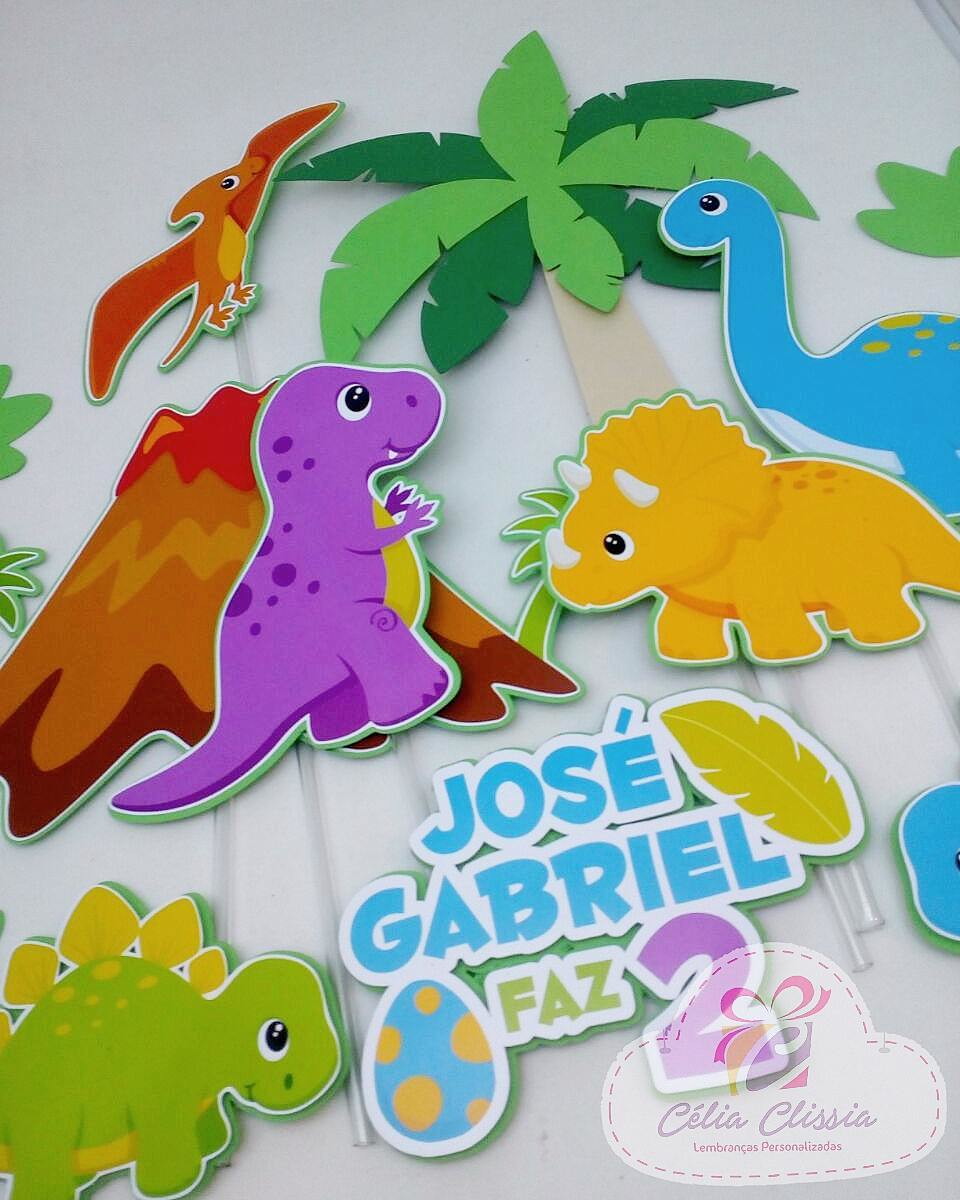 Arquivo de corte topo de bolo dinossauros cute