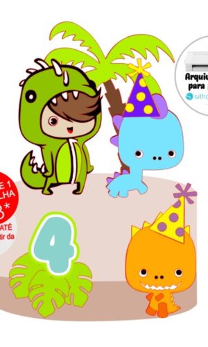 Arquivo de Corte Topo de Bolo Dinossauros Festa
