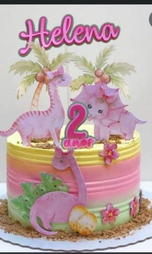 Arquivo de Corte -topo de Bolo Dinossauros Menina