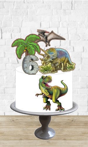 Arquivo de Corte Topo de Bolo Dinossauros Realista