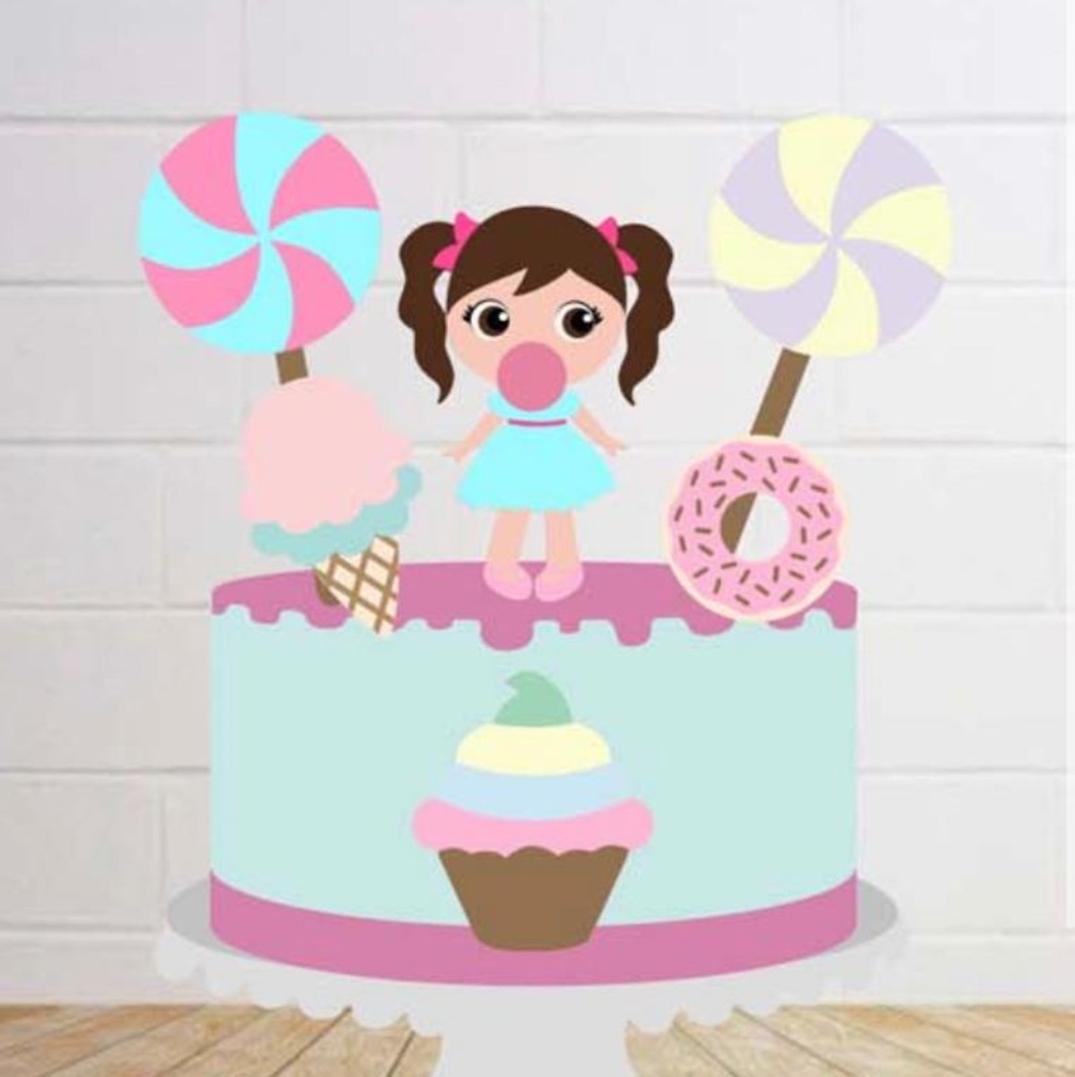 Arquivo de Corte Topo de Bolo Doce Menina 2