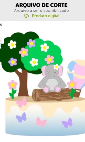 Arquivo de Corte Topo de Bolo Elefante Balão