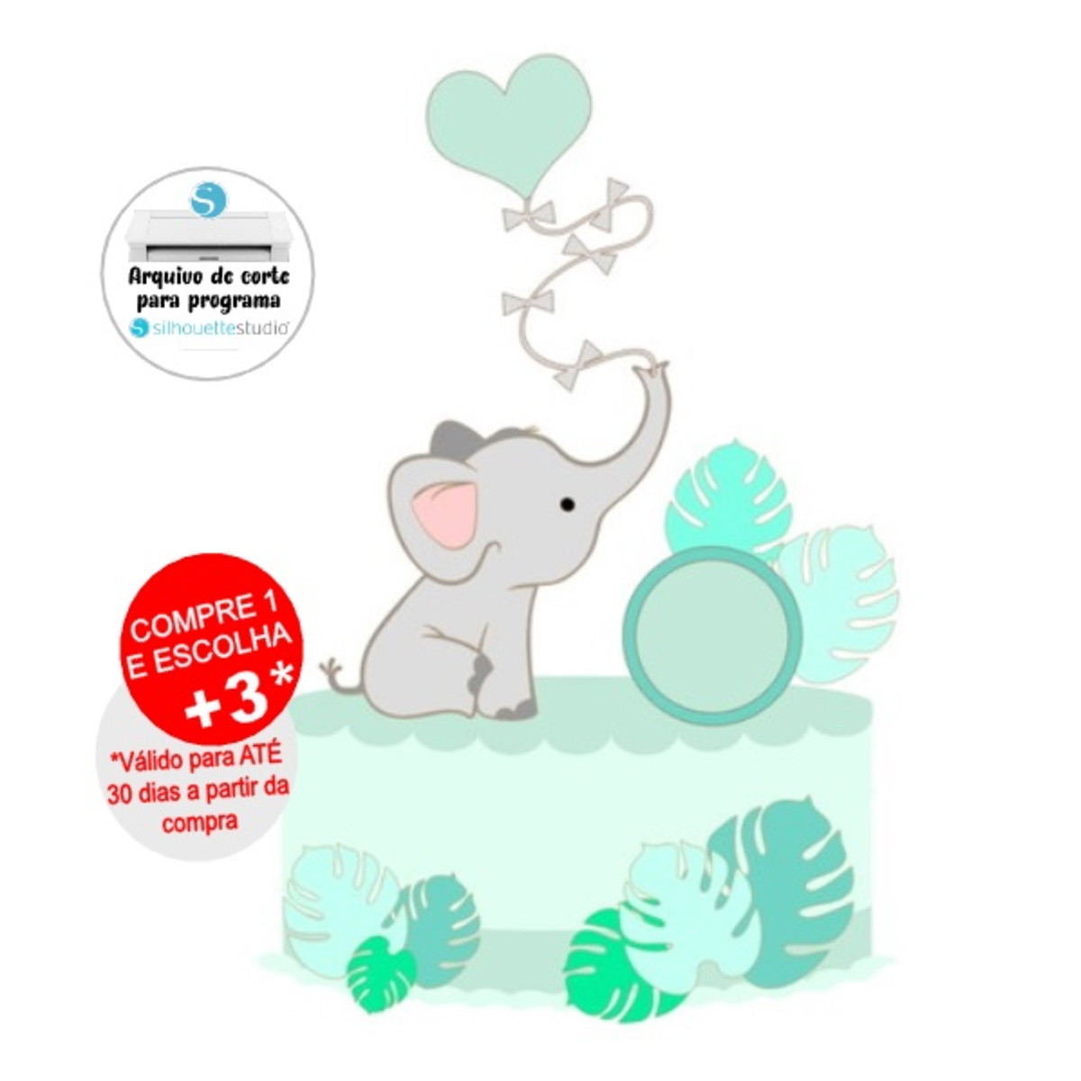 Arquivo de Corte Topo de Bolo Elefante Bebê