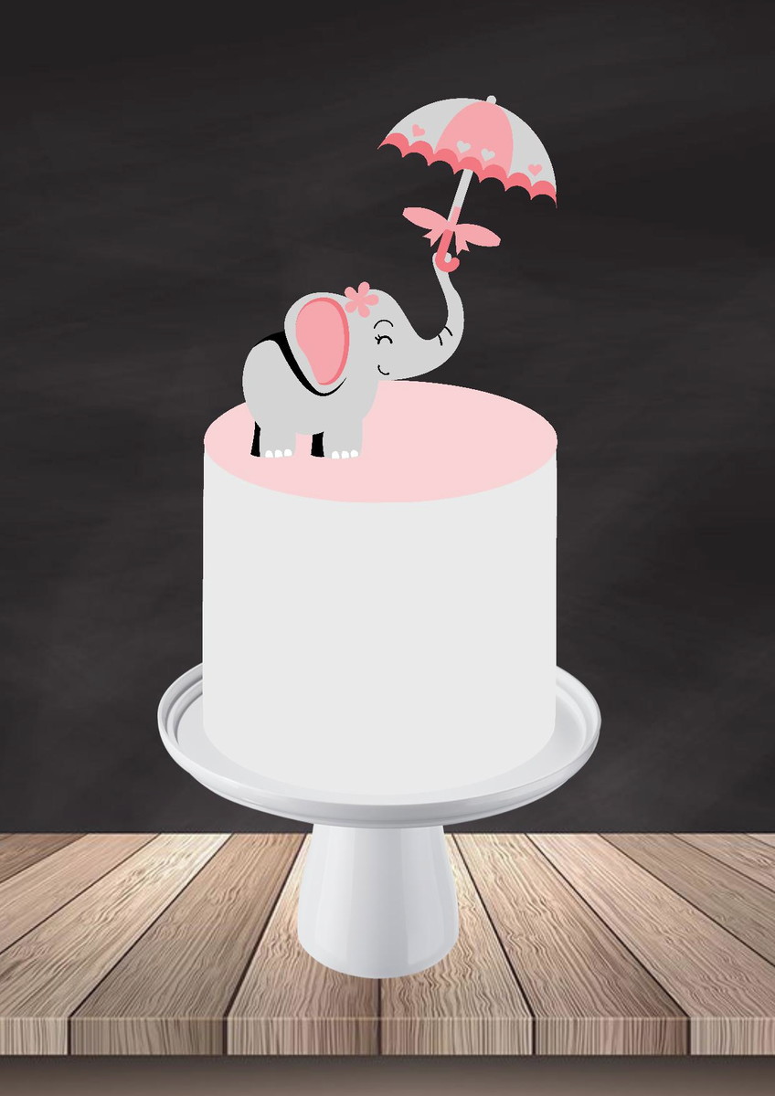 Arquivo de Corte Topo de Bolo Elefante com Guarda Chuva - Imagem 3