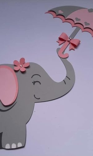 Arquivo de Corte Topo de Bolo Elefante com Guarda Chuva