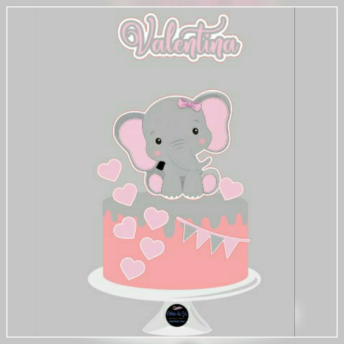 Arquivo De Corte - Topo De Bolo Elefante Rosa