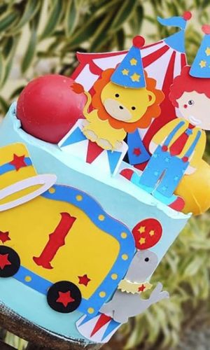 Arquivo de Corte Topo de Bolo em Camadas Circo Menino