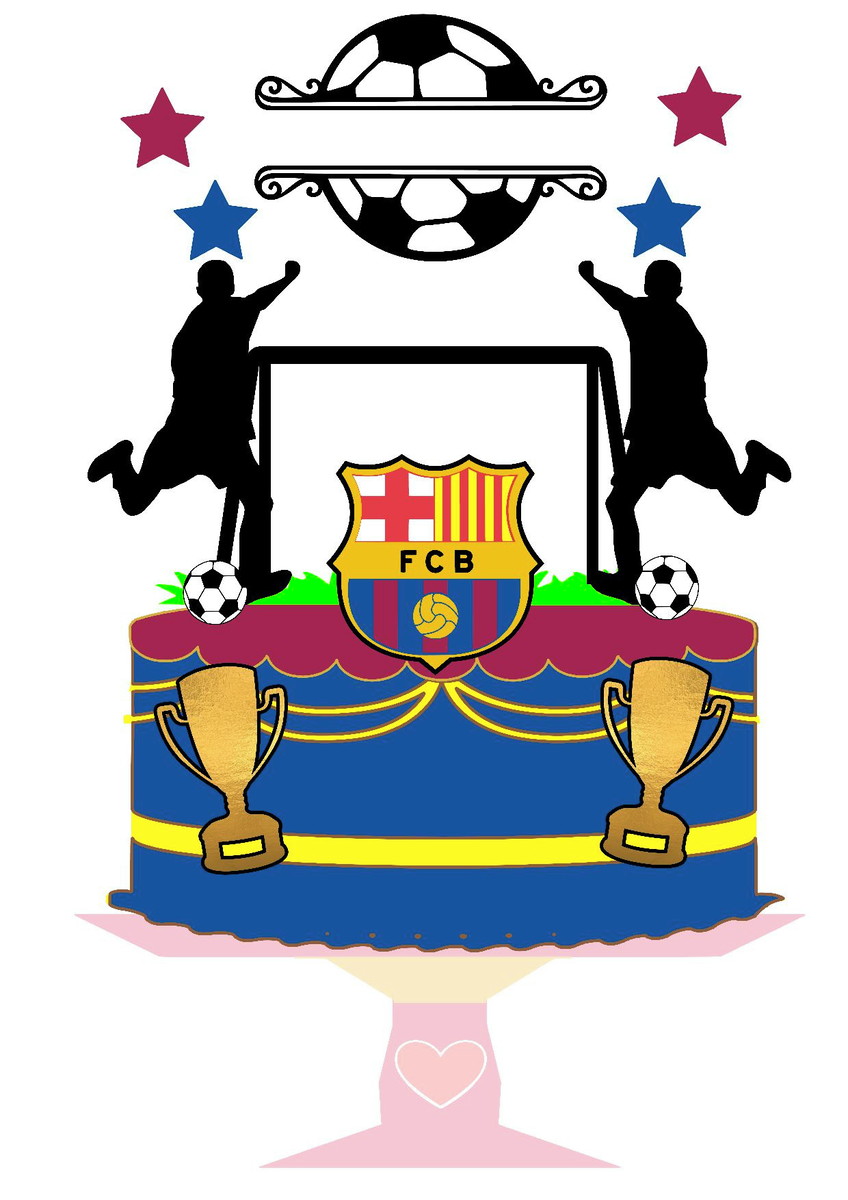 ARQUIVO DE CORTE TOPO DE BOLO EM CAMADAS BARCELONA FUTEBOL