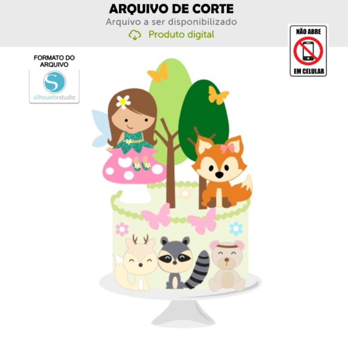 Arquivo de Corte Topo de Bolo Fadinha Bosque