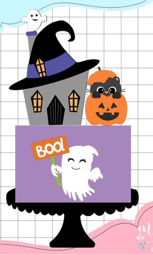 Arquivo de Corte Topo de Bolo Fantasminha Halloween Cute 042