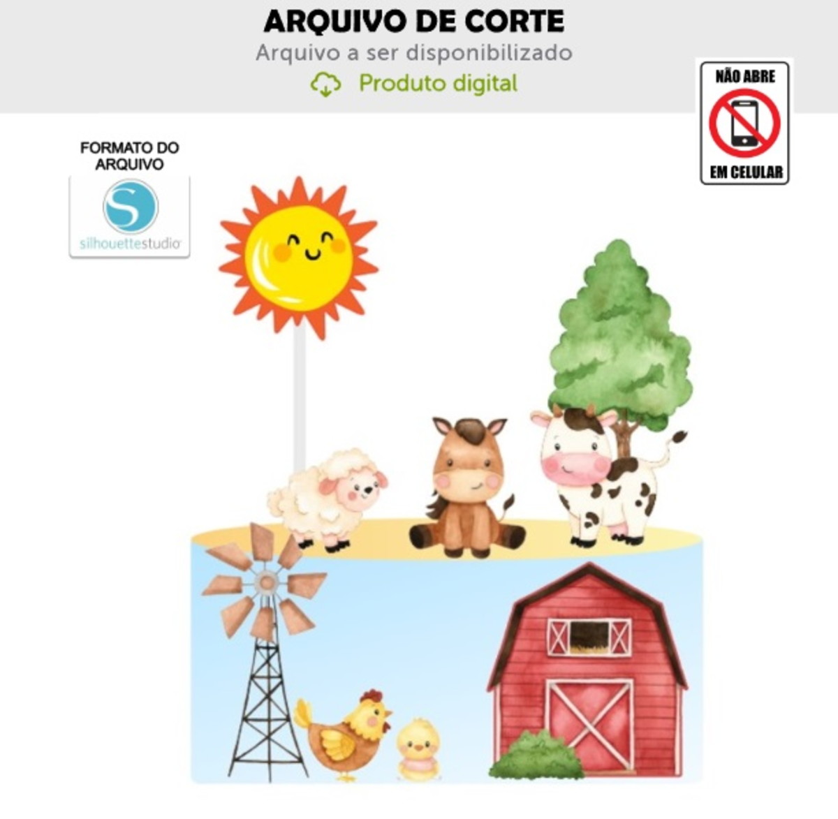 Arquivo de Corte Topo de Bolo Fazendinha Aquarela
