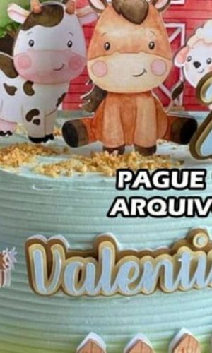 Arquivo de Corte - Topo de Bolo Fazendinha Aquarela