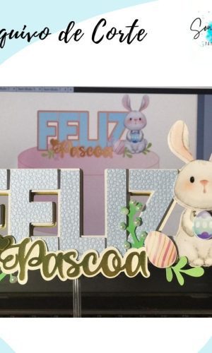 Arquivo de Corte Topo Feliz Páscoa Coelho Aquarela + BRINDES