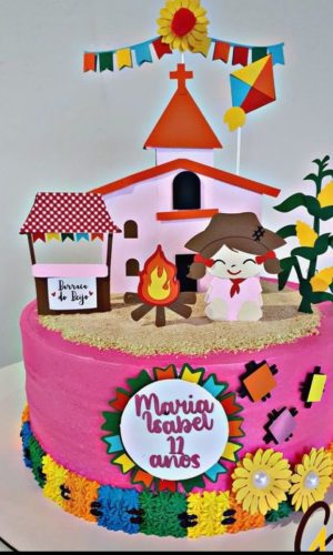Arquivo de Corte Topo de Bolo Festa Junina Arraiá Menina