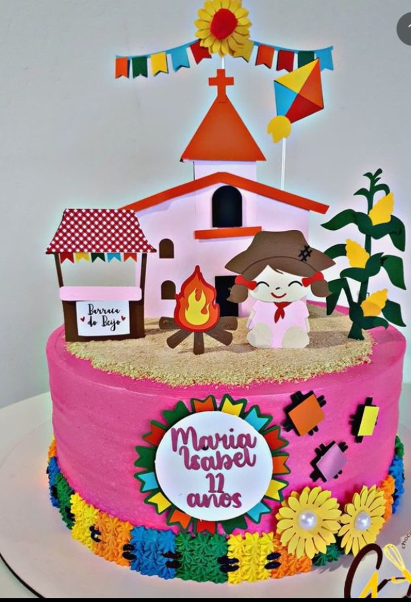 Arquivo de Corte Topo de Bolo Festa Junina Arraiá Menina