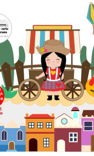 Arquivo de corte Topo de bolo Festa Junina Caipira Menina