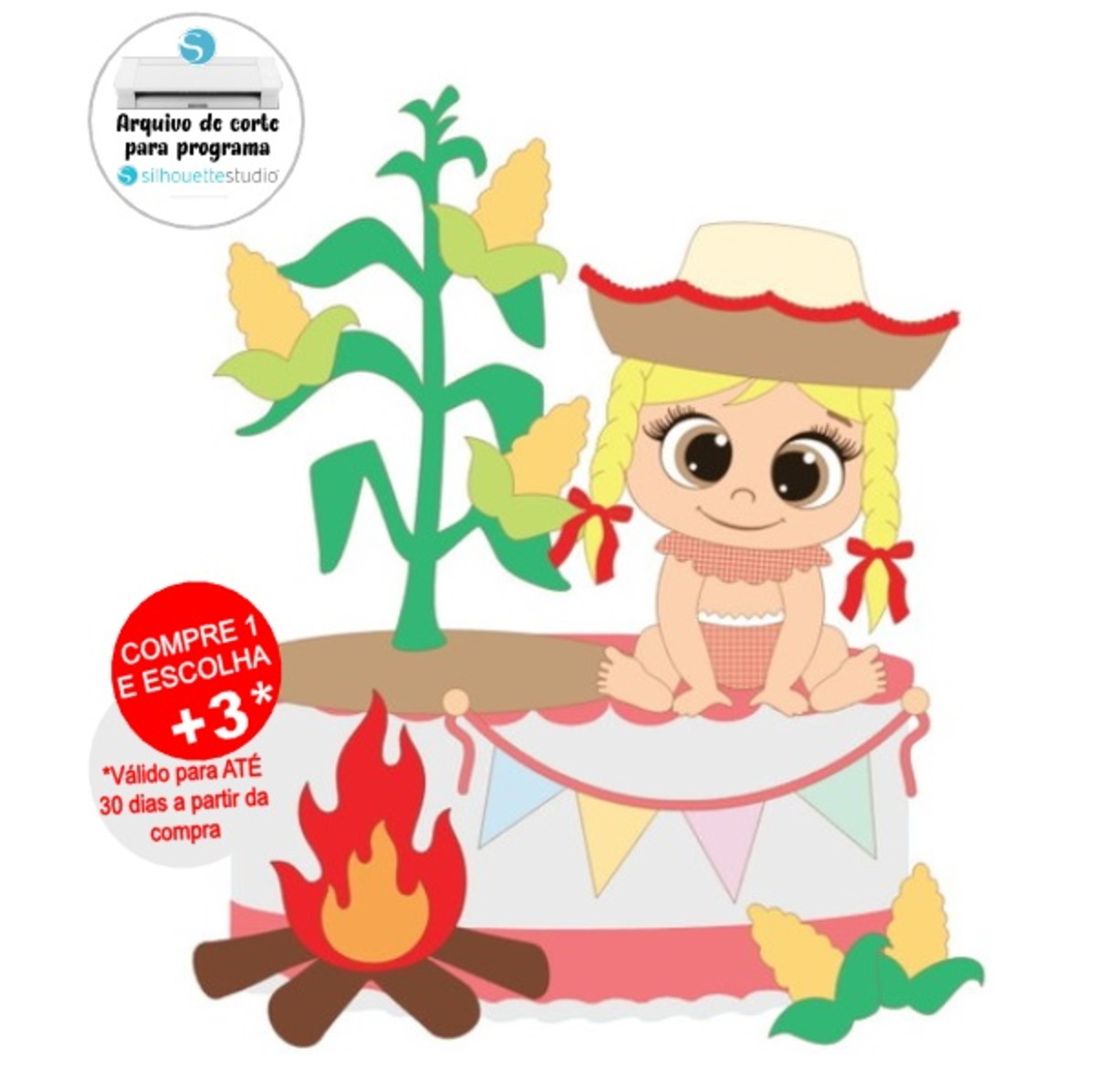 Arquivo de Corte Topo de Bolo Festa Junina menina