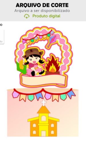 Arquivo de Corte Topo de Bolo Festa Junina Menina