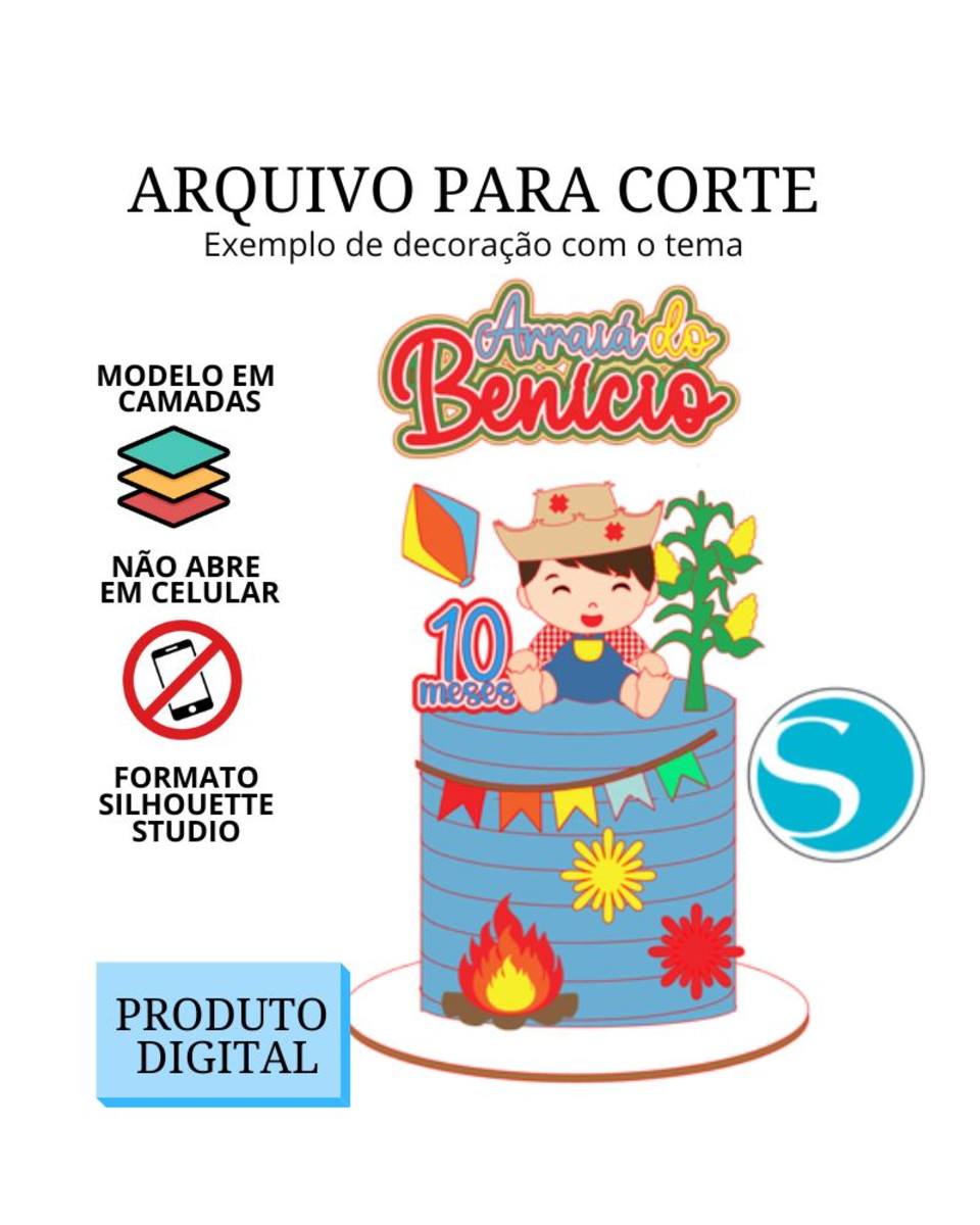 Arquivo de Corte Topo de Bolo - Festa Junina Menino 2