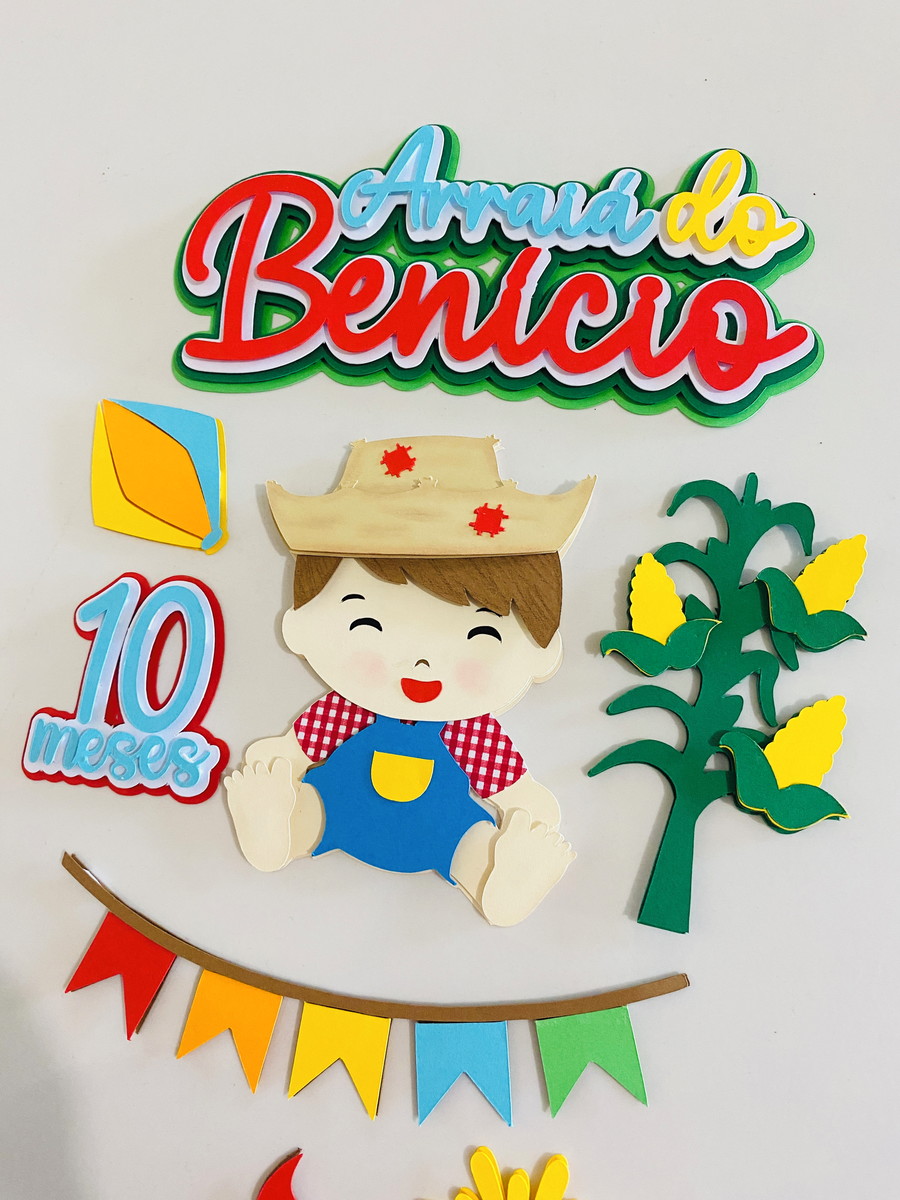 Arquivo de Corte Topo de Bolo - Festa Junina Menino 2 - Imagem 2