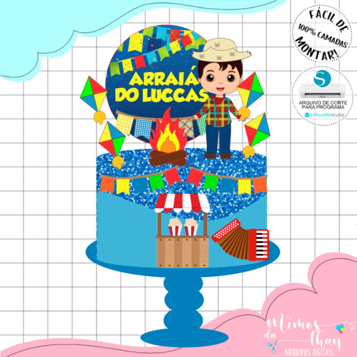 Arquivo de Corte Topo de Bolo Festa Junina Menino Arraiá 065