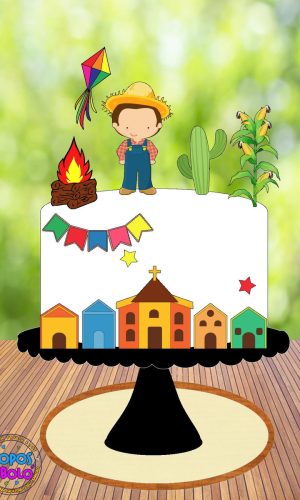 Arquivo de Corte Topo de Bolo Festa Junina Menino Igrejinha