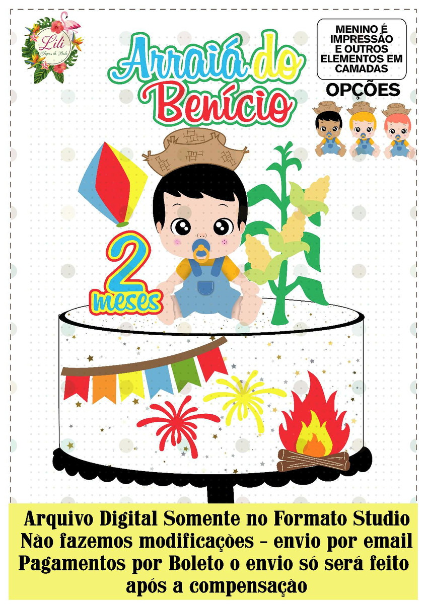 Arquivo de Corte - Topo de Bolo Festa Junina Menino Ref 380