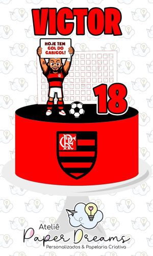 Arquivo De Corte Topo De Bolo - Flamengo Gabigol C/ Trave 3d