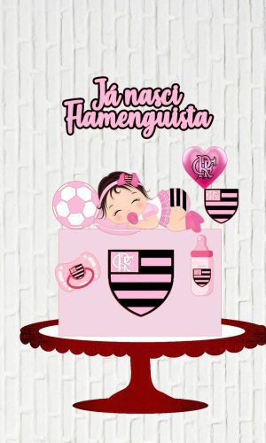 Arquivo de Corte Topo de Bolo Flamengo Rosa Bebe