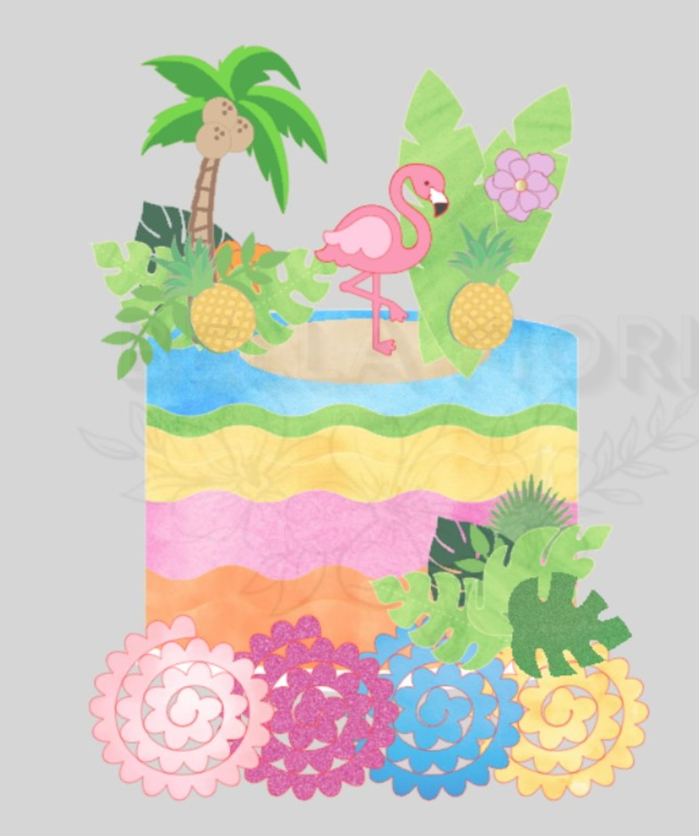Arquivo de Corte Topo de Bolo Flamingo Camadas 47 -bf