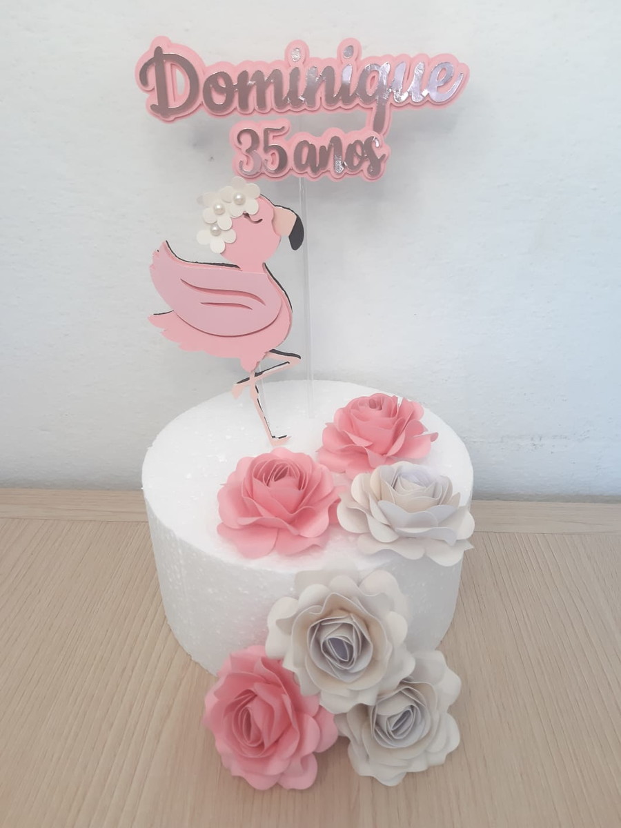 Arquivo De Corte - Topo De Bolo Flamingo Em Camadas - Imagem 2