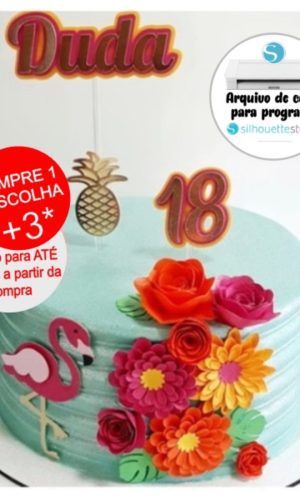 Arquivo de Corte Topo de Bolo Flamingo Tropical