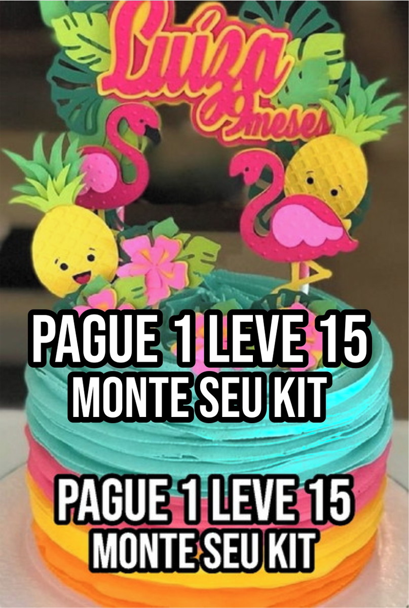Arquivo de corte topo de bolo Flamingo Tropical Camadas ST - Imagem 2