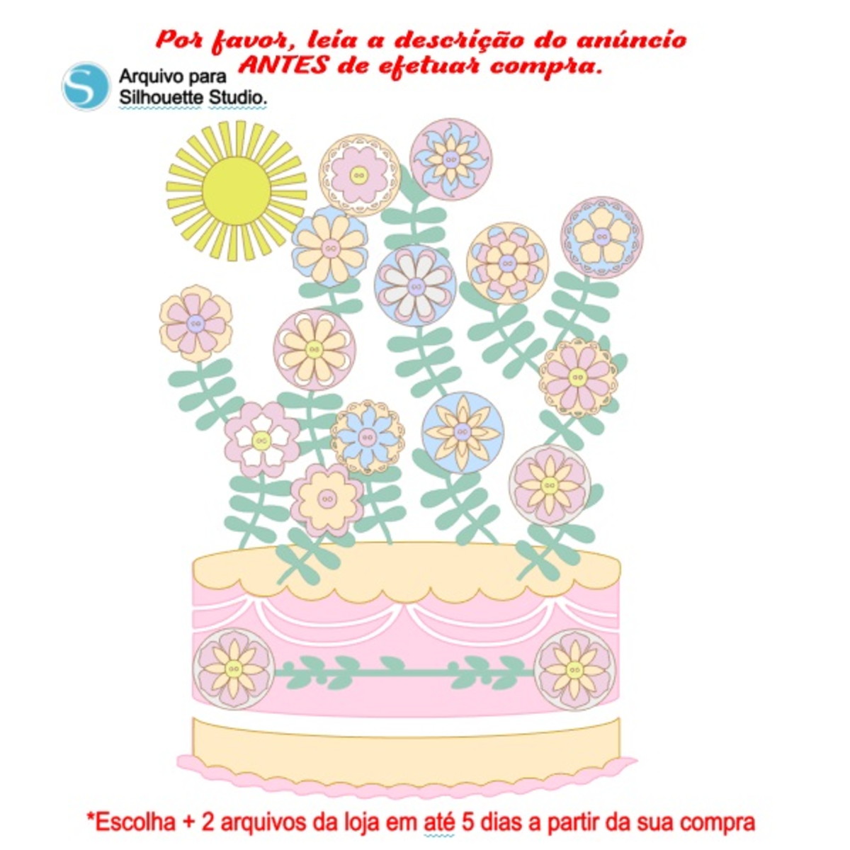 Arquivo de Corte Topo de Bolo Flores Candy