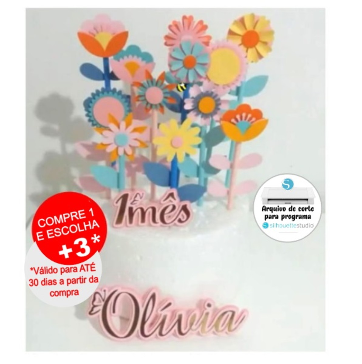 Arquivo de Corte Topo de Bolo Flores