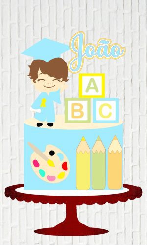 Arquivo de Corte Topo de Bolo Formatura Abc Menino Camadas